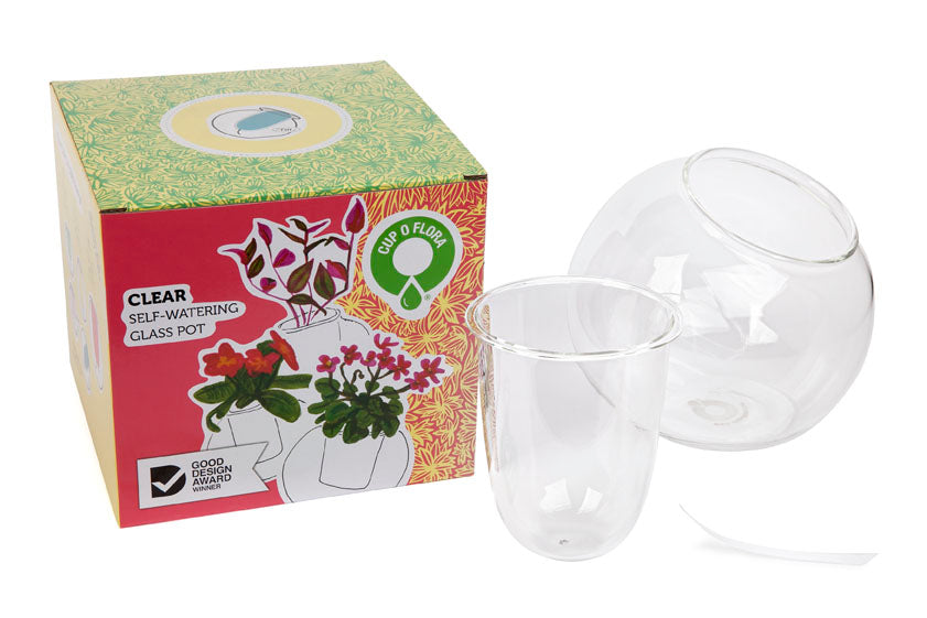 Medium Tilted Self-watering Glass Pot