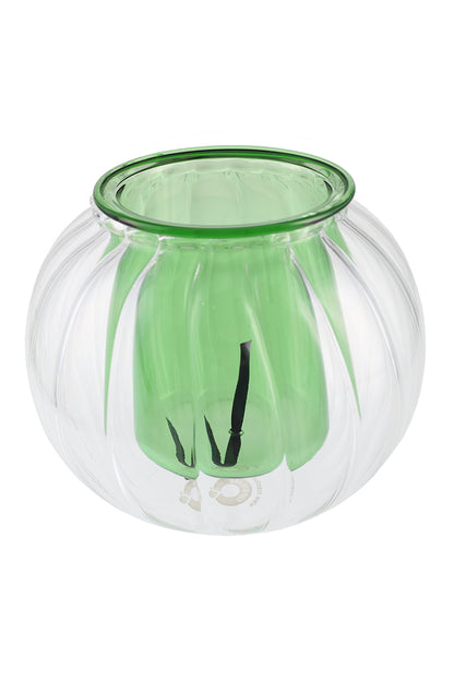 Medium Ribbed Self-watering Glass Pot